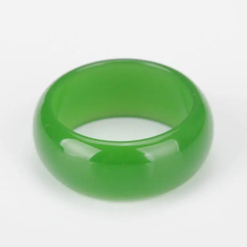 Natural Green Hetian Jade Ring Chinese Jadeite Amulet Fashion Charm Jewelry Hand Carved Crafts Gifts for Women Men