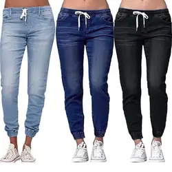 Pantalones vaqueros ajustados para mujer, pantalón de talla grande con cordón elástico, cintura elástica, pitillo, 40%