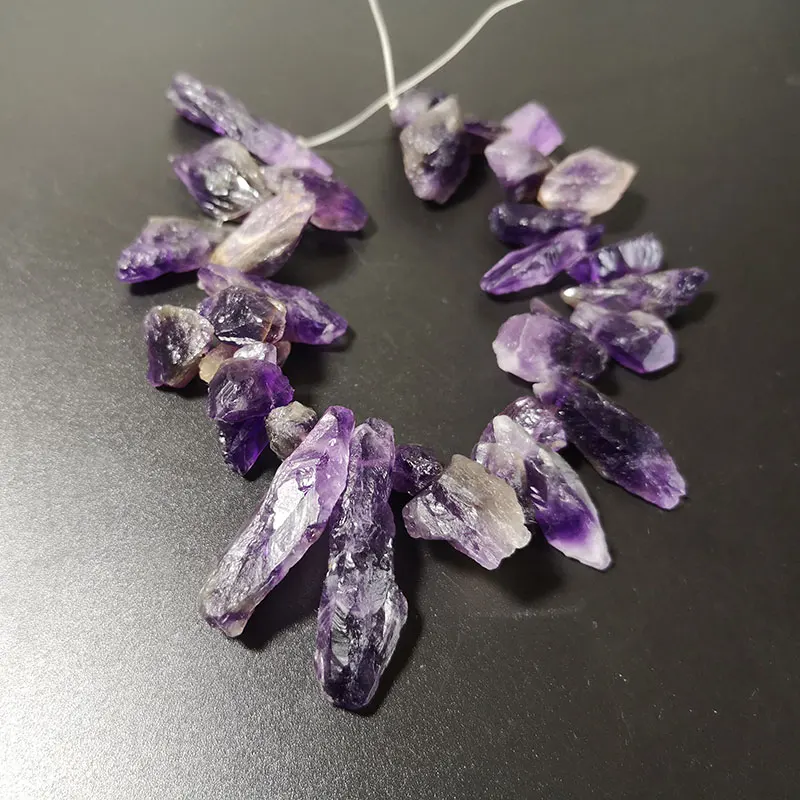 Natural Rough Amethysts Column Purple Bye Hole Crystal Stone Beads Irregular Gem Beads For Jewelry Making DIY Bracelet Necklace