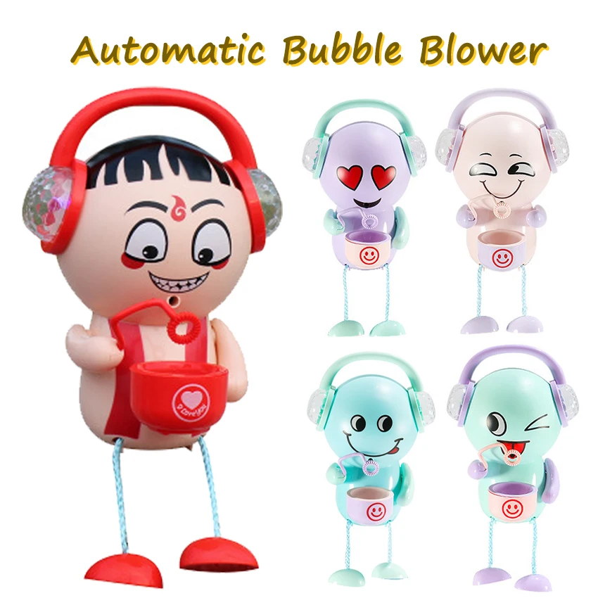 Automatic Bubble Blower With Music Light Funny Magic Bubble Maker Machine Kids Outdoor Bathroom Toys For Girls Boys