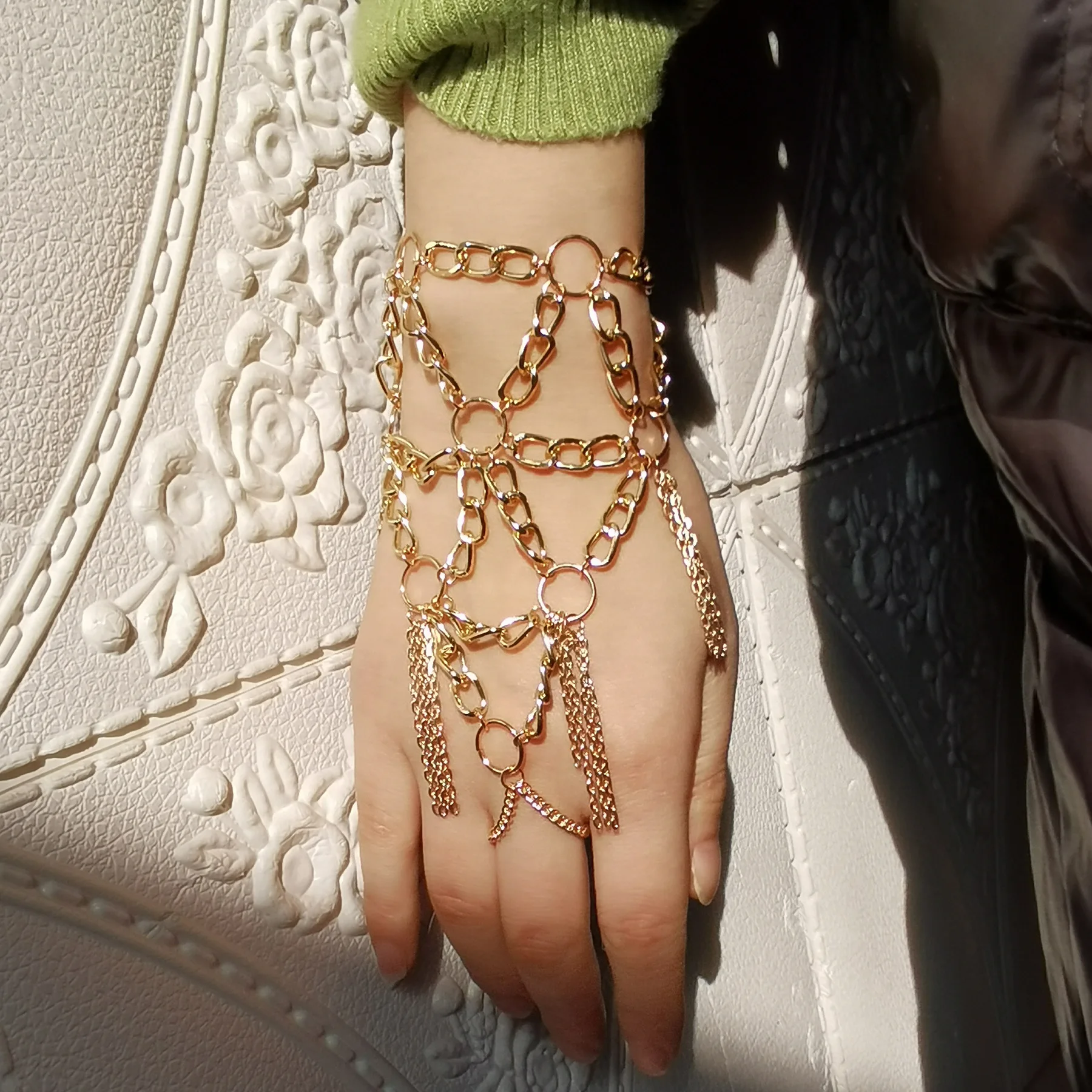 Boho Multilayers Gold Metal Chain Bracelets Finger Hand Slave Bracelets for Women Bridal Wedding Party Holiday Gift pulseiras
