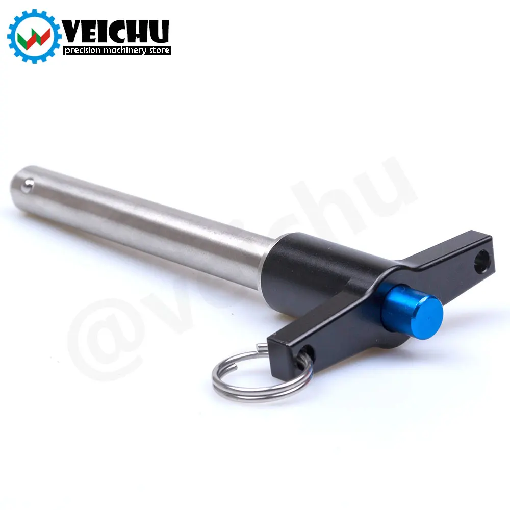 VEICHU 1pcs T-Handle Aluminum Grip Fastening Locating Safety Pins VCN117 Quick Release Button Pins Ball Lock Pins With Ring