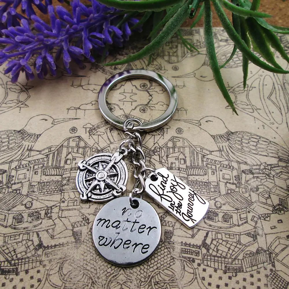 no matter where  find joy in the journey Theme High Quality Keyring Keychain Birthday Gift