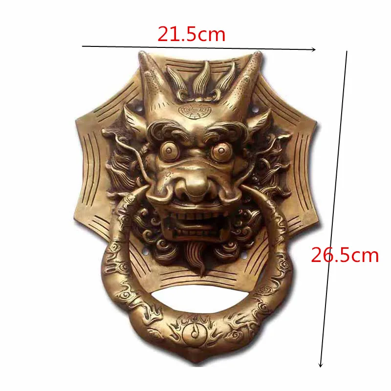 Large Brass Dragon Head Door Knocker Vintage Casting Villa Courtyard Gates Ring Door Handle Wood Door Antique Dec