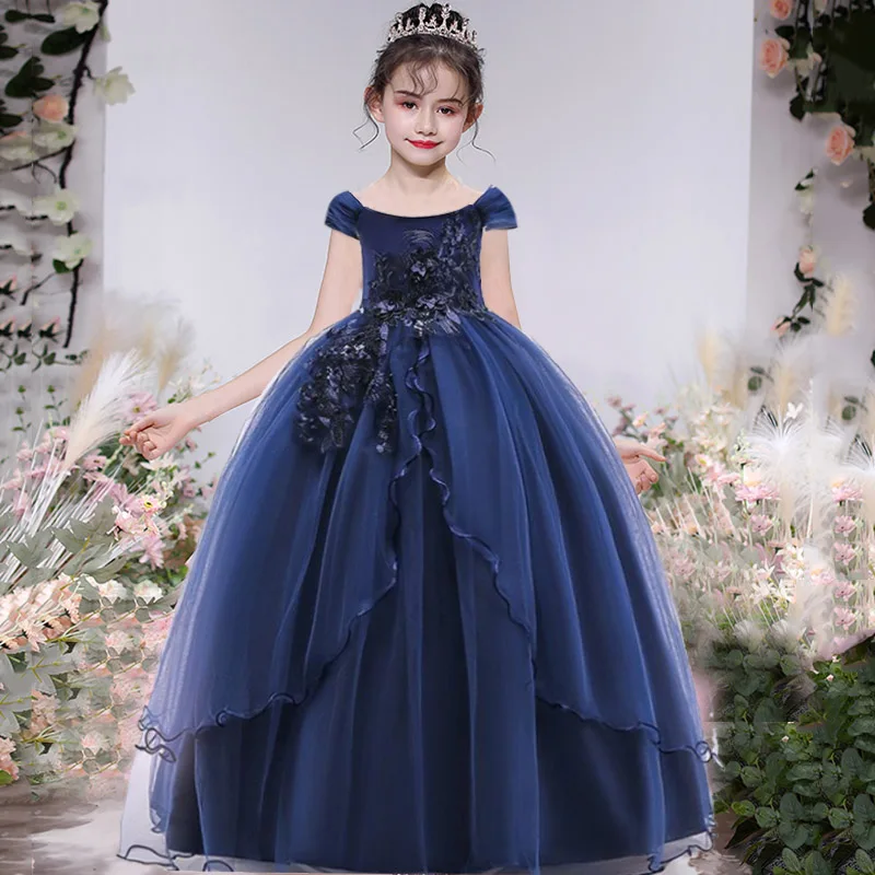 Girls Formal Dress Pink Bridesmaid Dress Kids Clothes For Children Long Princess Party Wedding Evening 12 13 14 Years Vestidos