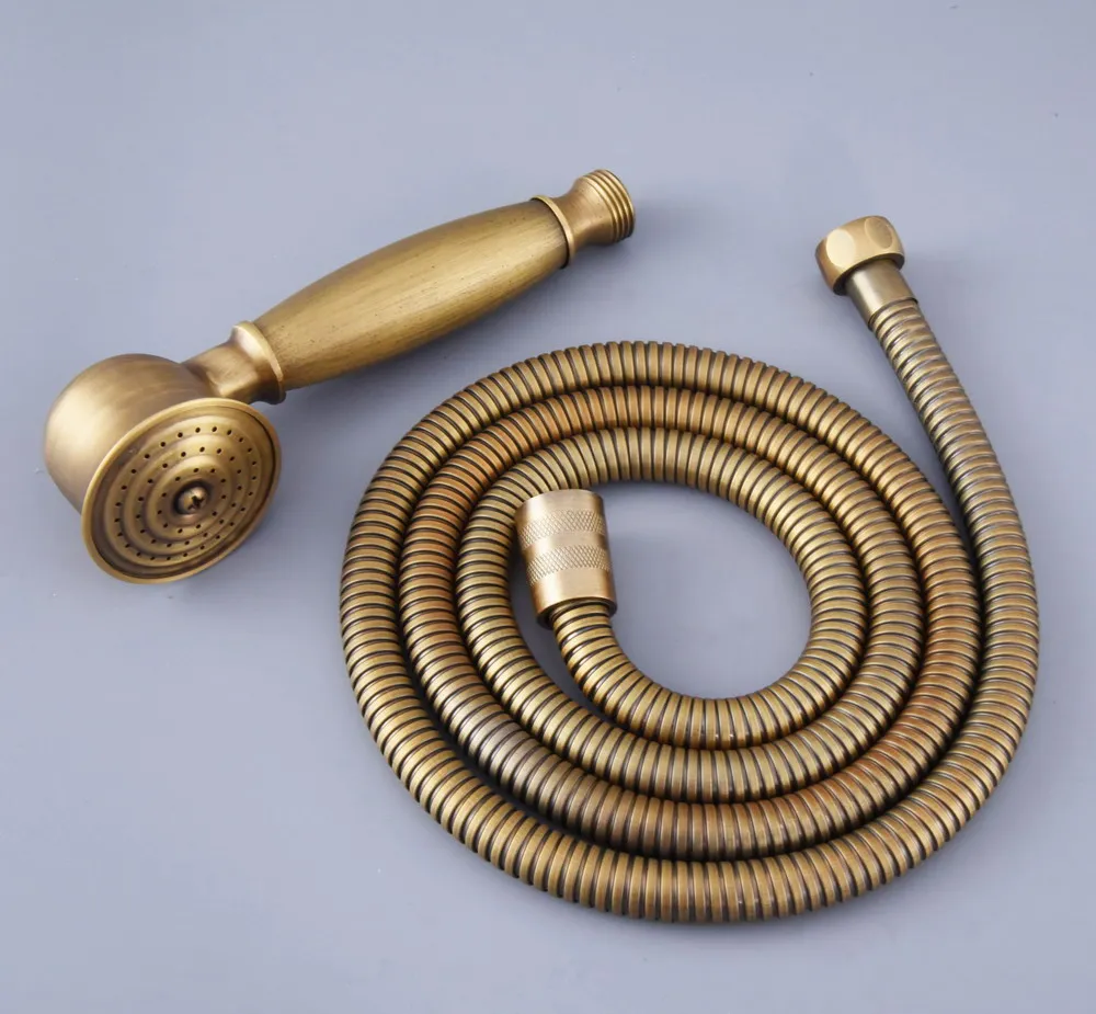 Antique Brass Telephone Hand Held Shower Head & 1.5 m Hose Water Saving Handheld Sprayer Shower Set zhh119