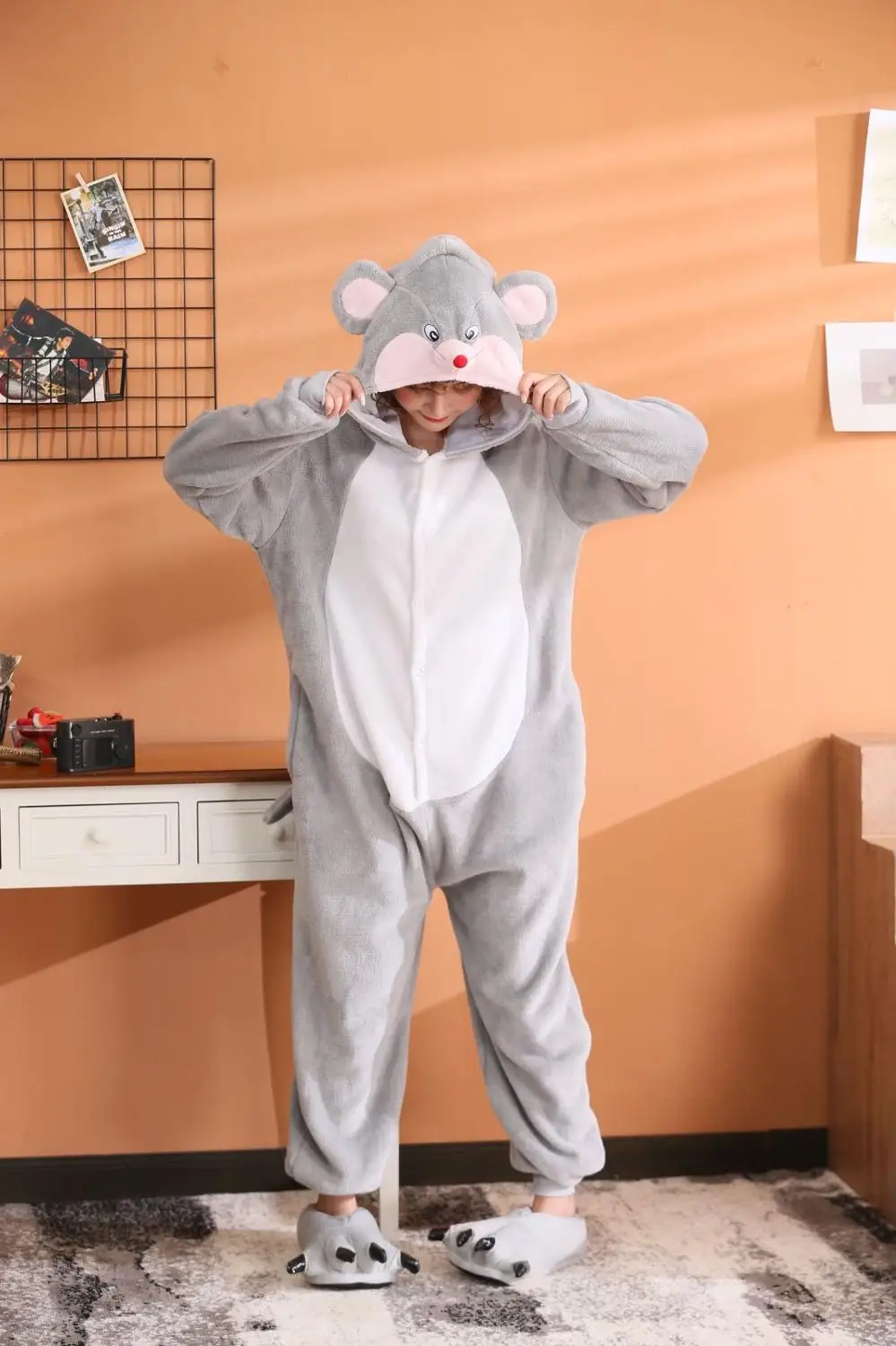 Kigurumi halloween Christmas men women Cosplay gray mouse Onesies Party Pajamas Pyjamas costumes carnival costume