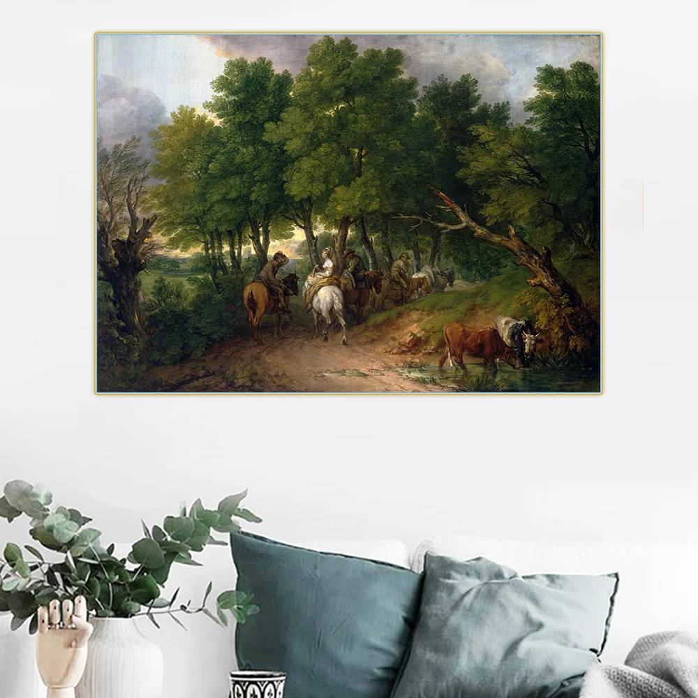 

Citon Thomas Gainsborough《Road from Market》Canvas Art Oil Painting Natural Artwork Poster Picture Wall decor Home Decoration