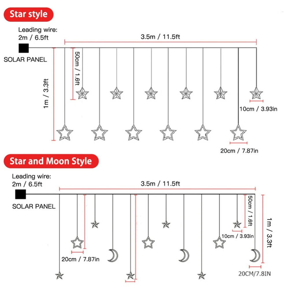 3.5m 138leds Christmas Outdoor Solar Light Fairy Star Moon Icicle Curtain Light String for Wedding Holiday Garden Gazebo Decor