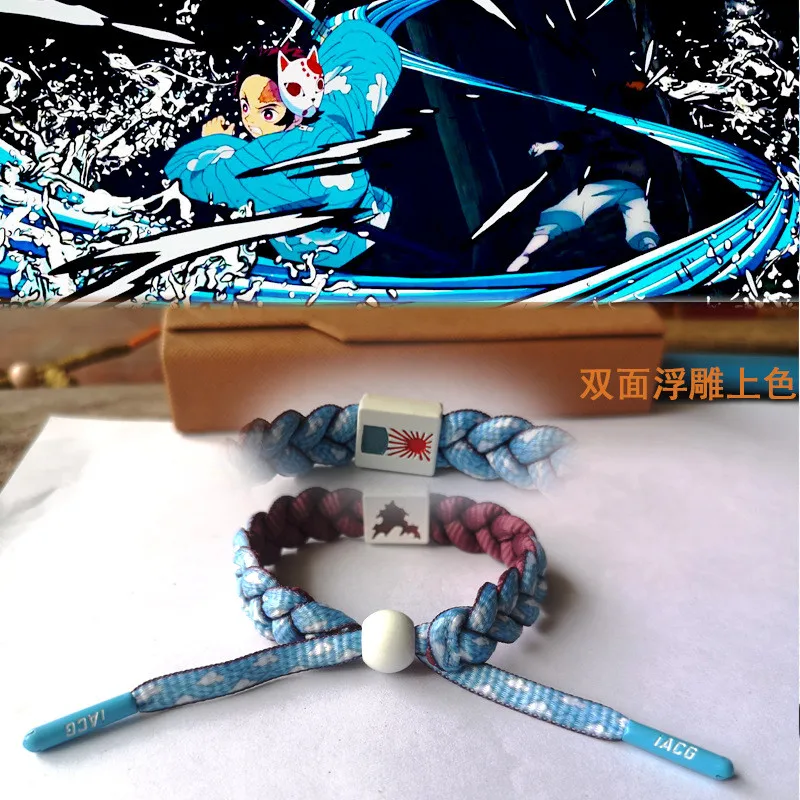 Anime Kamado Tanjiro Cosplay Kamado Nezuko bracciale lavorato a mano Anime bracciale coppia accessori regalo di natale