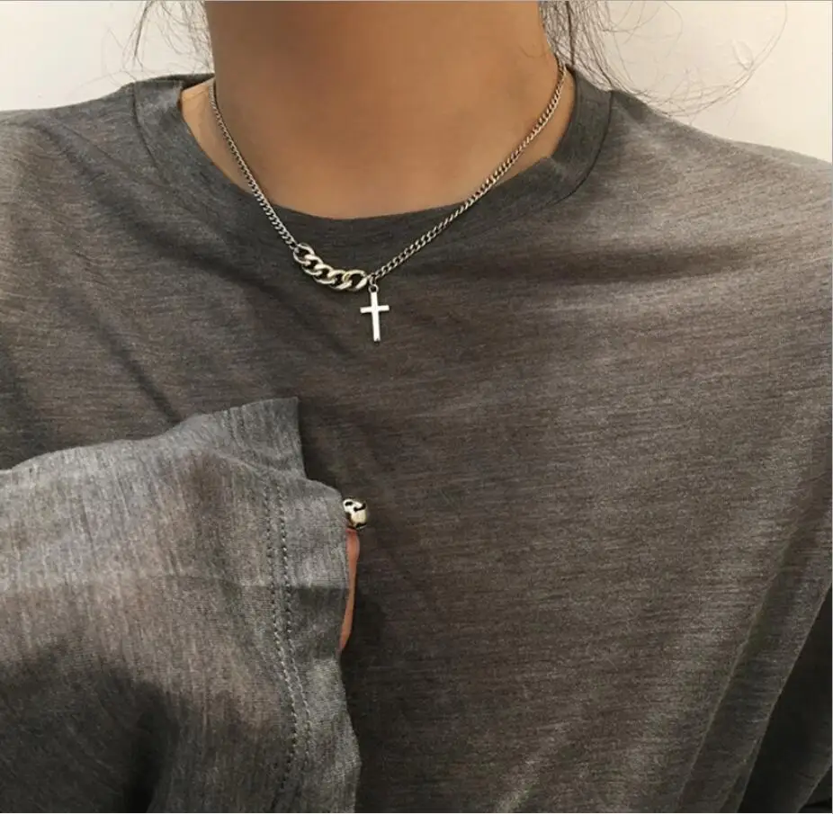 Simple Classic Fashion Double Sided Cross Antique Silver Color Pendant Girl Short Long Chain Necklaces Jewelry For Women S2198 - Image 2