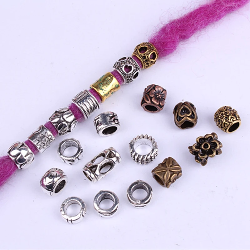 Dreadlocks en perles pour cheveux, 5 pièces, anneaux, pendentifs, serre-tête, accessoires de coiffure