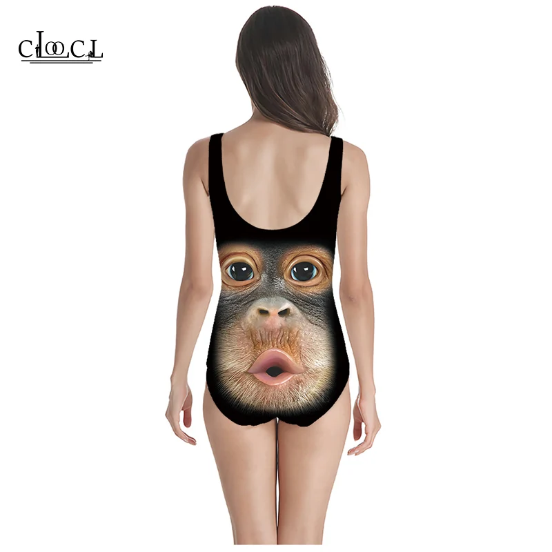 CLOOCL Newest Fashion Animal Funny Monkey 3D Print One-piece Swimwear Women Swimming Bathing Suit Sleeveless Sexy Swimsuit