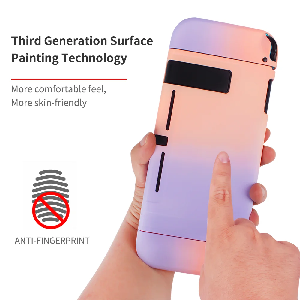 Cubierta trasera protectora para Nintendo Switch, carcasa rígida con gradiente de pintura de superficie colorida desmontable, Kawaii, NX, NS, consola Joycon