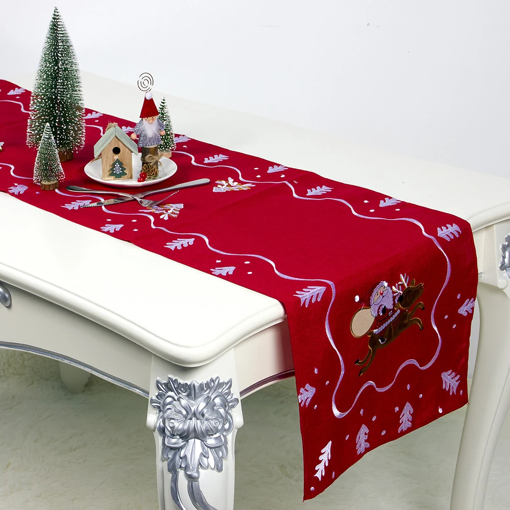 Christmas Table Cloth Cover Rectangle  Embroidered Runner Room Dining Tablecloth Selling Table Runner Hollow Out Table Runners