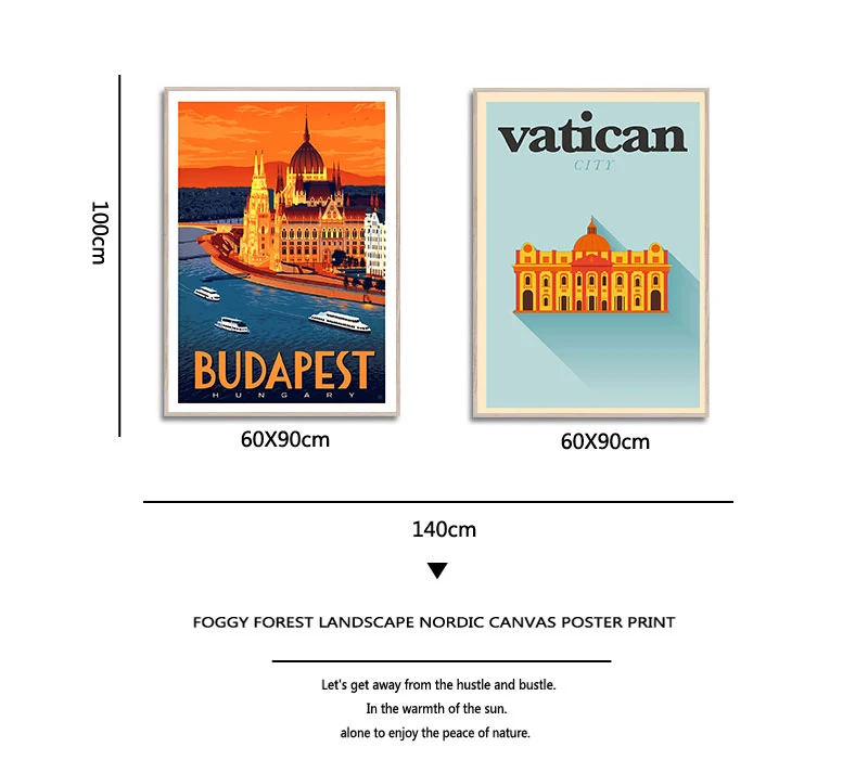 Vatican Budapest Hungary Travel Canvas Paintings Vintage Wall Kraft Posters Coated Wall Stickers Home Decor Pictures Gift