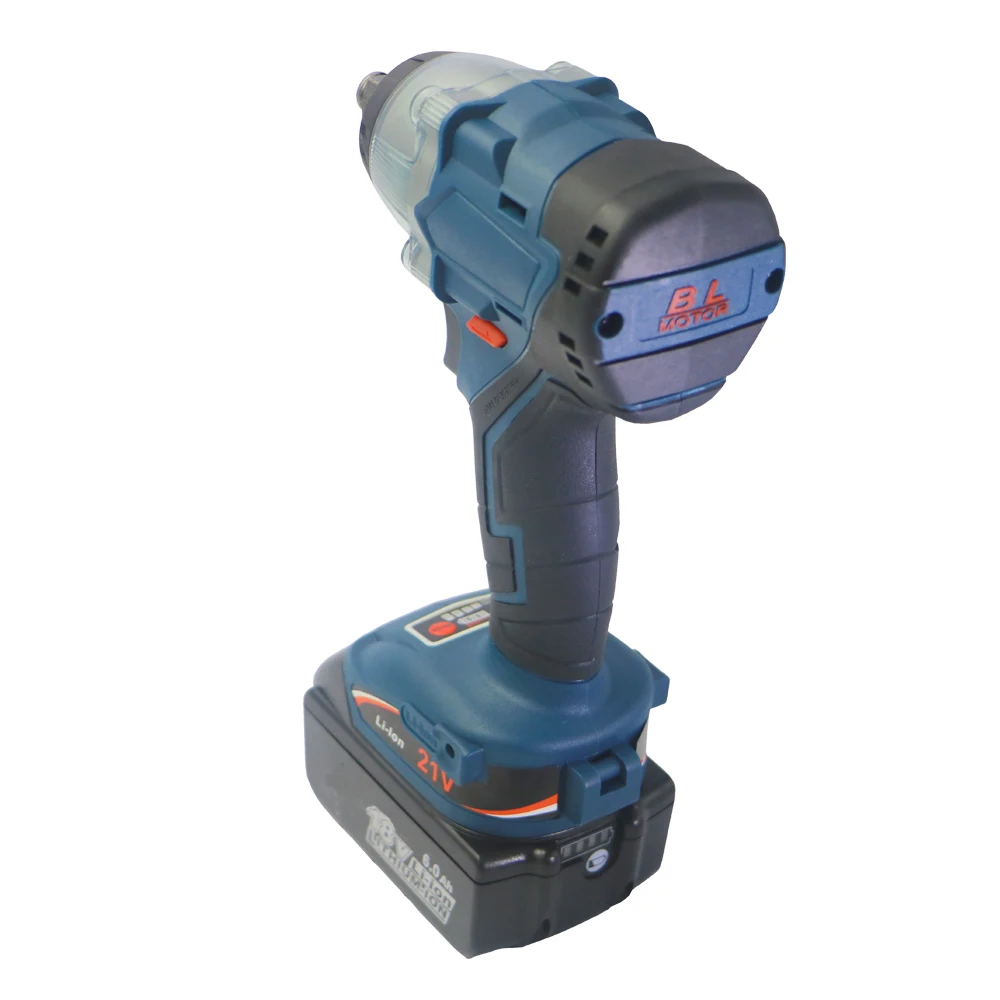 18V 6.0AH Lithium-Ion Battery 18V Cordless Impact Wrench Brushless 4 Speed 1/2” Automatic Power Tool for Car Tyre Scaffolding