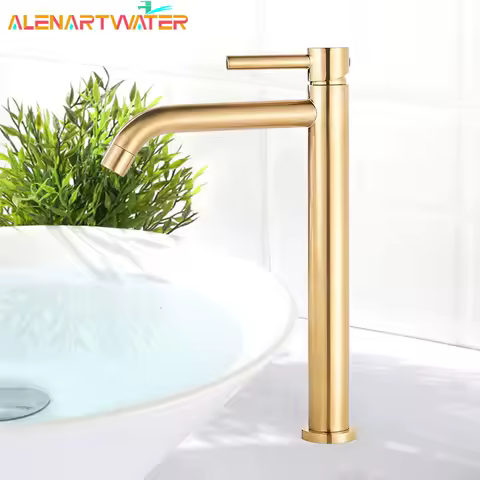 Tall Basin Sink Faucet Slim Black Chrome Bathroom Washbasin Water Mixer Tap Hot Cold Water Basin Crane Deck Mounted Bathroom Tap