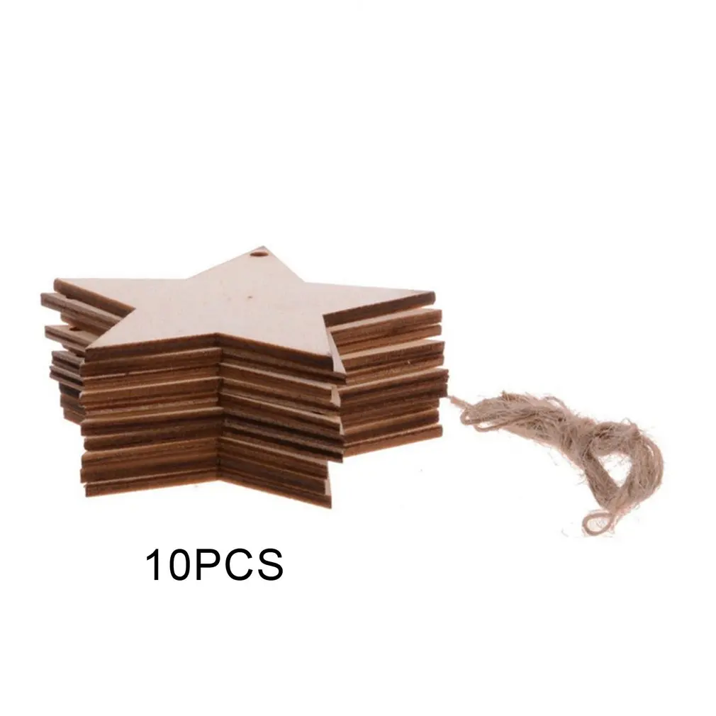 10pcs Christmas Tree Wooden Pendant Home Decoration Wooden Handicraft Creative Carved Wood Chips Gift