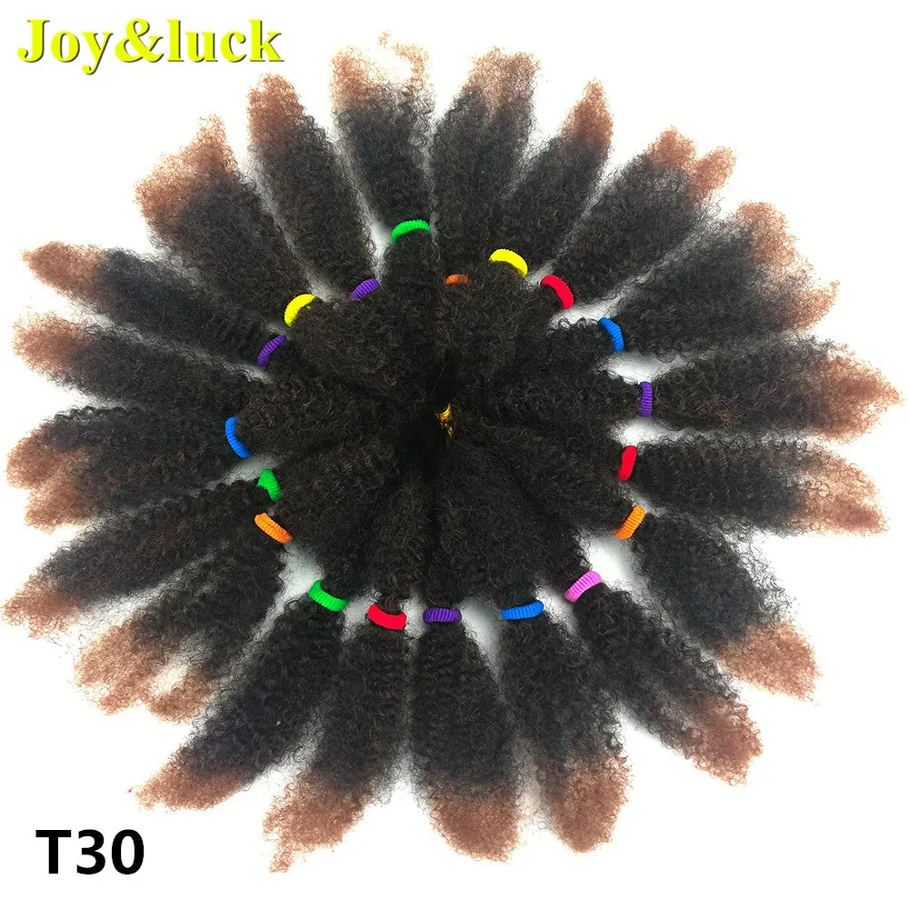 Joy&luck 2PC 20 Strands Short Afro Kinky Curly Crochet Braiding Synthetic Ombre Hair Extensions for African Women Braid