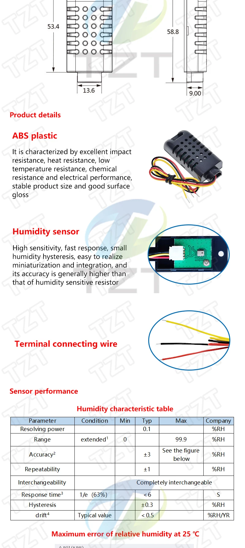Digitale Temperatur- und Feuchtigkeitssensoren TZT DHT11 DHT22 AM2302 AM2301 AM2320 MW33 Sensor und Modul für Arduino elektronisches DIY – Detail 29