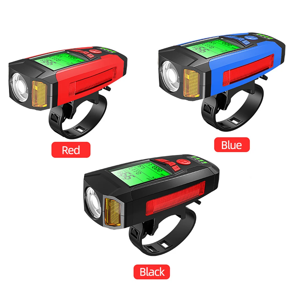 3 w 1 USB latarka rowerowa 5 LED komputer rowerowy/róg rower przednie światła IPX4 wodoodporny reflektor przebieg akcesoria rowerowe