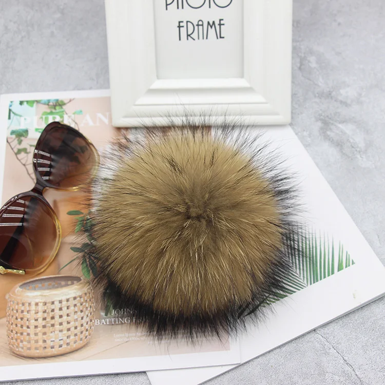 2pcs/lot Big 15cm DIY Real Fox Fur Pompoms Raccoon Fur Pom Poms Balls Natural Fur Pompon For Hats Bags Scarves Accessories