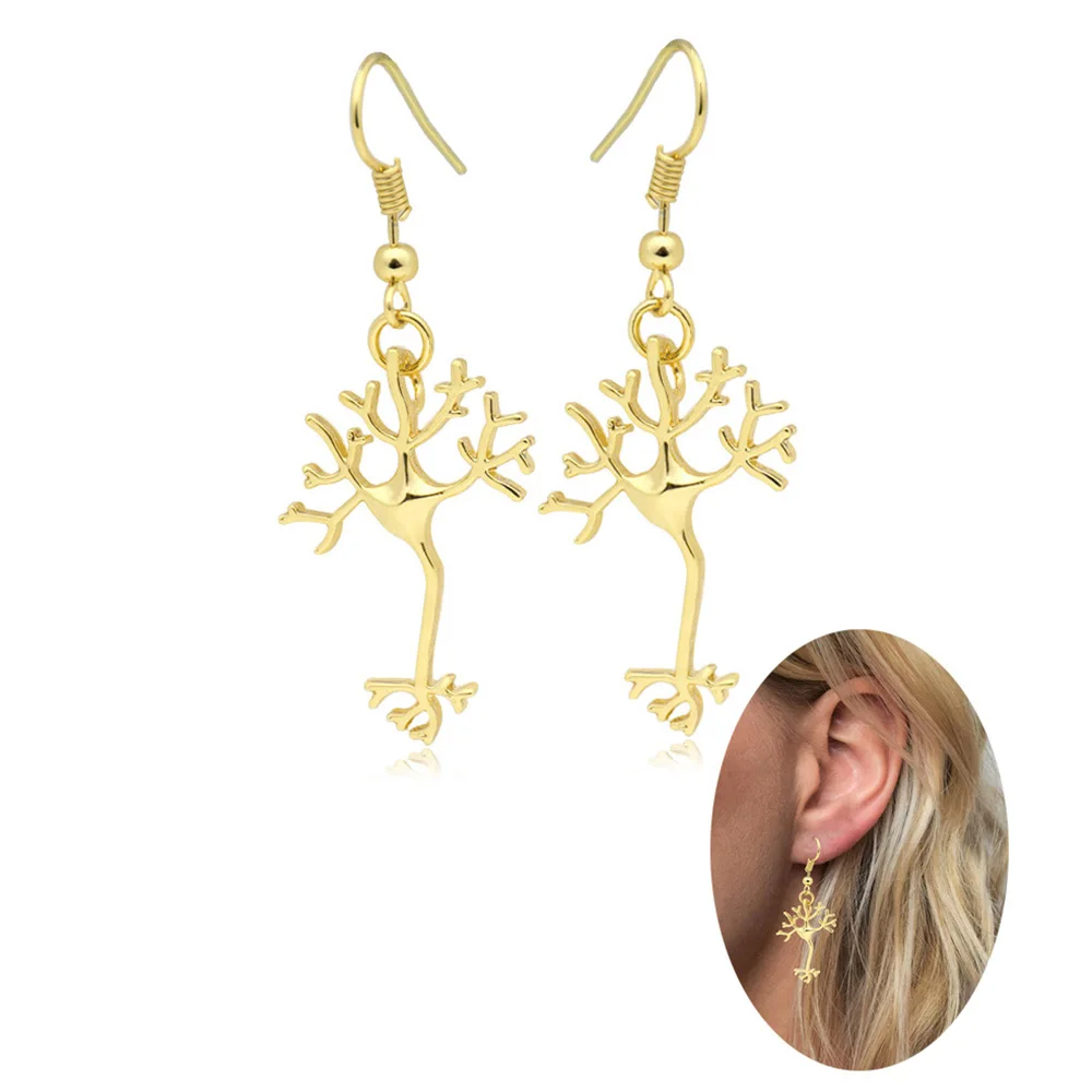 Fei Ye Paws  Boho Gold Color Neuron Brain Nerve Cell Drop Earrings Brinco Aros Long Life Tree Earrings For Women From Jewelry