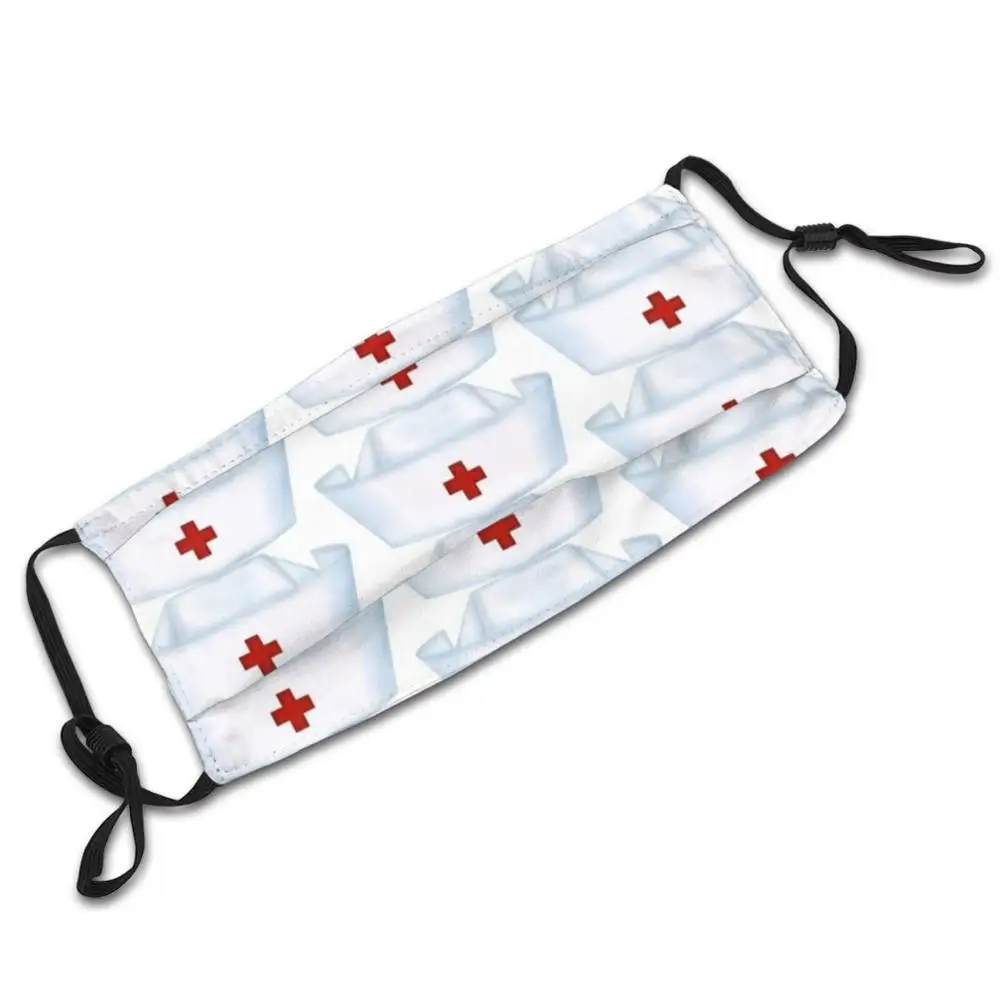 White Cap Met Rode Kruis Masker Doek Herbruikbare Print Filter Wasbare Rood Kruis Witte Kruis Verpleging