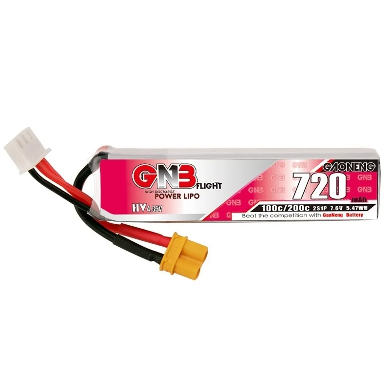 1-10PCS GAONENG GNB 720mAh 7.6V 2S 100C/200C HV XT30U-F Plug Lipo Battery for RC FPV  Whoop Frame Kit Tinywhoop Racing Drone