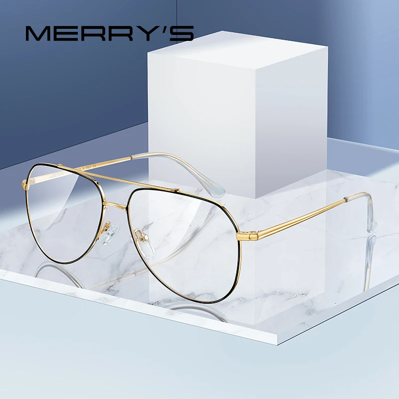 MERRYS DESIGN Classic Pilot Glasses Frame For Men Women Fashion Myopia Prescription Glasses Frames Optical Eyewear S2689