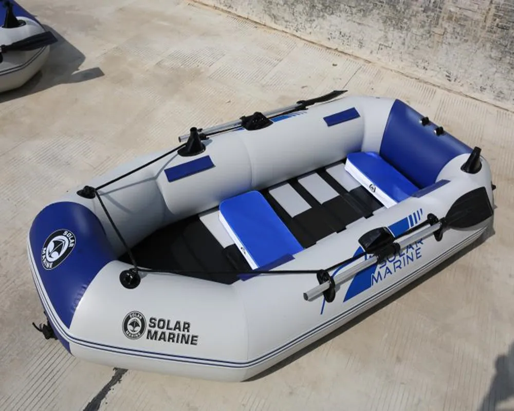 SolarMarine 3 Person 2.3M PVC Fishing Boat Inflatable Kayak Wear-resistant Canoe Wooden Floor with All Free Accessories Outdoor