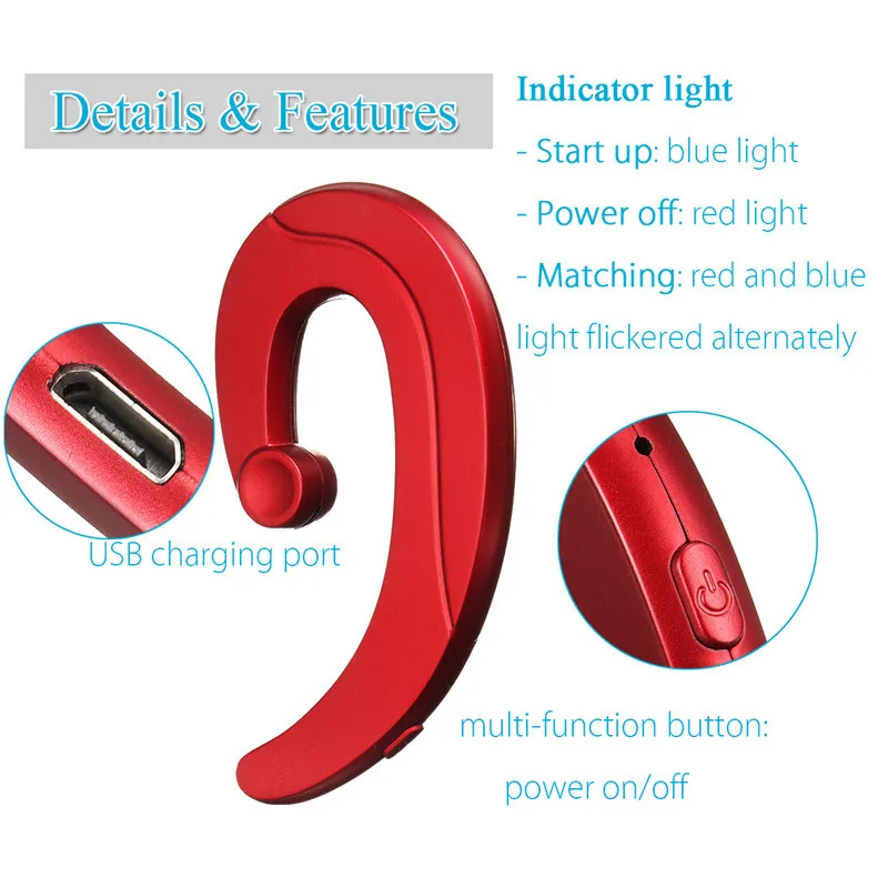 Bluetooth-наушники с крючком и микрофоном