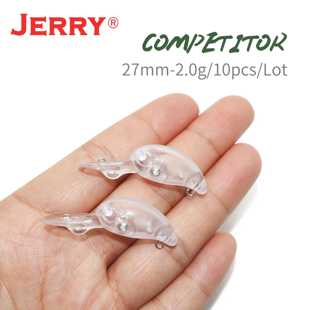 Jerry Competitor-10 Uds. De cebo duro sin pintar, Cuerpo en blanco, Señuelos de Pesca ultraligeros, cebo de manivela Wobbler, señuelos de trucha con un solo gancho