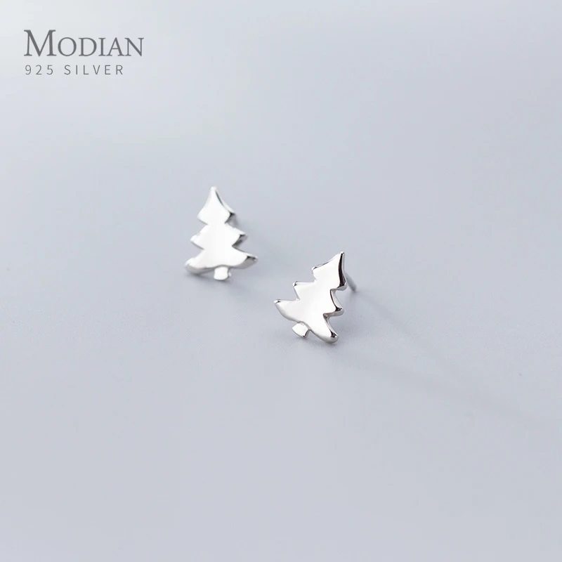 

MODIAN Classic Authentic 925 Sterling Silver Christmas Tree Stud Earring for Women Simple Plant Ear Pin Fine Jewelry Brincos