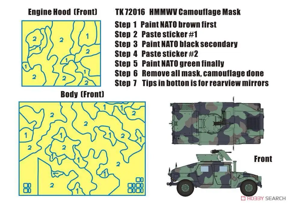 

Фотообои TK72016 1/72 Маскировочный лист для комплекта моделей HMMWV M1114 NATO