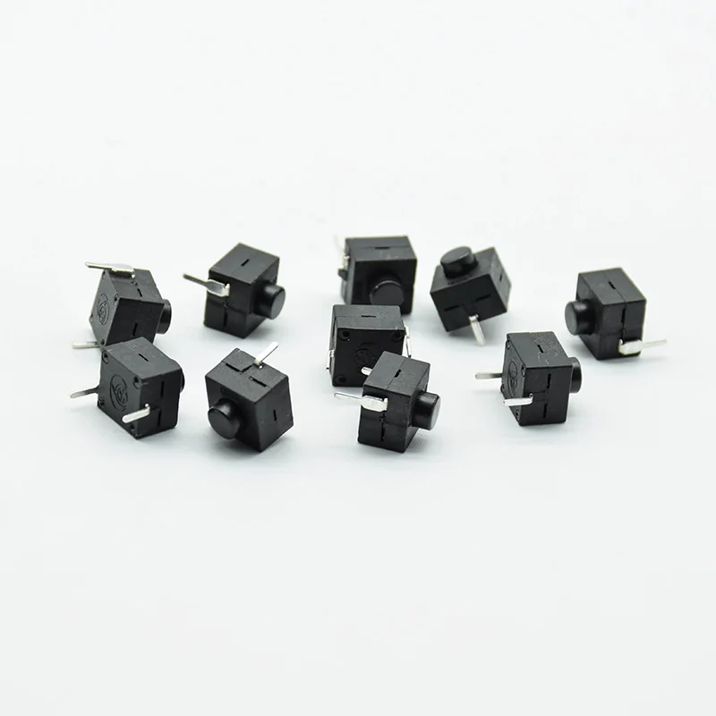 5pcs red/black Small micro self locking  switch 8*8*8.4 wit 2 feet with lock light touch switch button switch L068-A DC30V1A