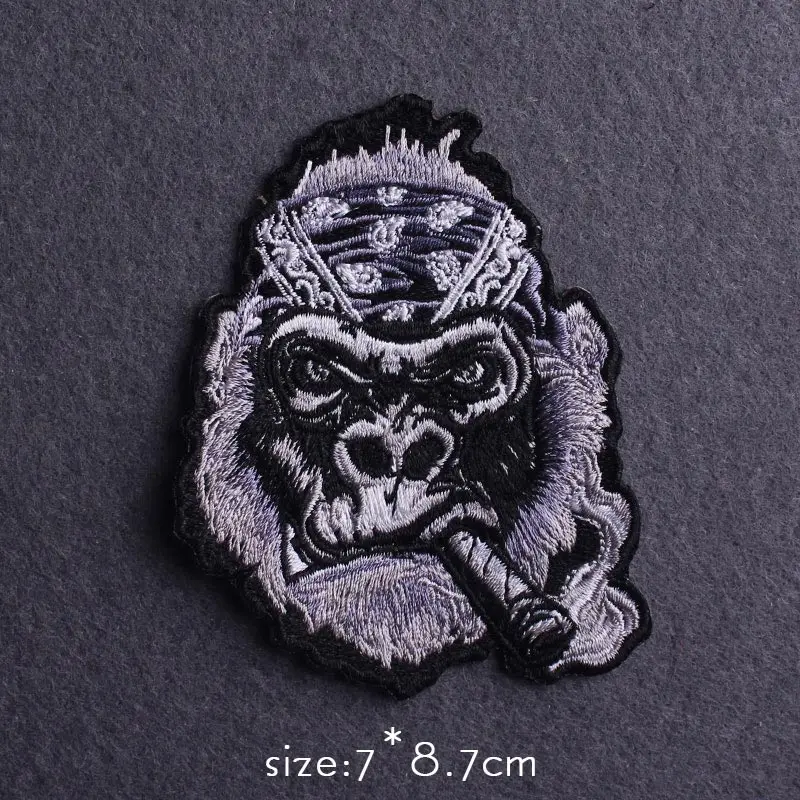 Diy Gorilla Punk Patch Embroidered Patches For Clothing Sticker Sewing Skull Skeleton Patch Iron On Patches On Clothes Applique