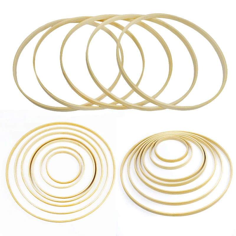 5Pcs 9/12/17/19/22/26/30cm Ring Round Wooden Ring Bamboo Hoop Frame DIY Wreath Decorative Circle Craft Tools Wedding Decoration