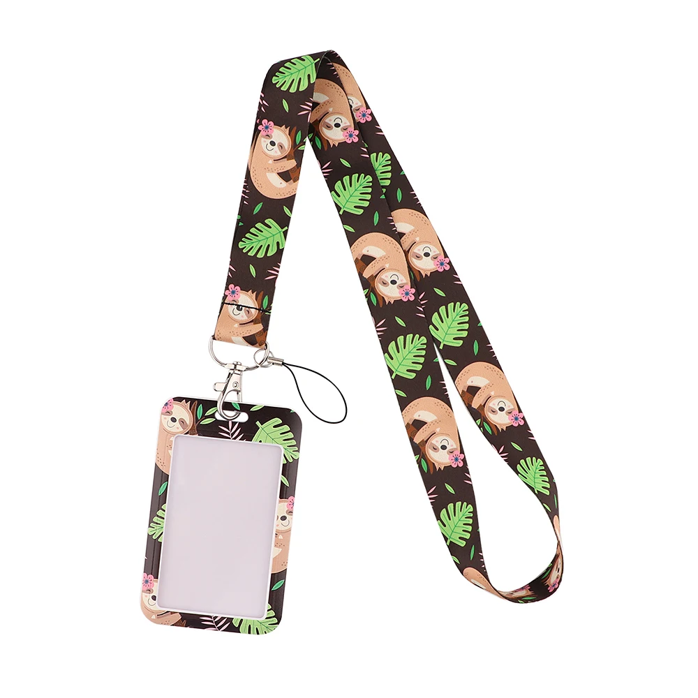 LT771 Cute Sloth Neck Strap Lanyards Keychain lanyard with id holder Holder Card Pass Hang Rope Lariat Keyring Accessories