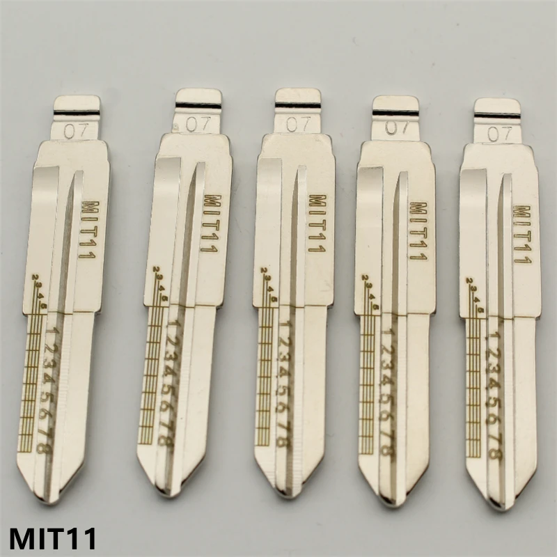 OEM 10Pcs NO.7 MIT11 Engraved Line Key Blade Scale Shearing Teeth Uncut Key Blade For Mitsubishi