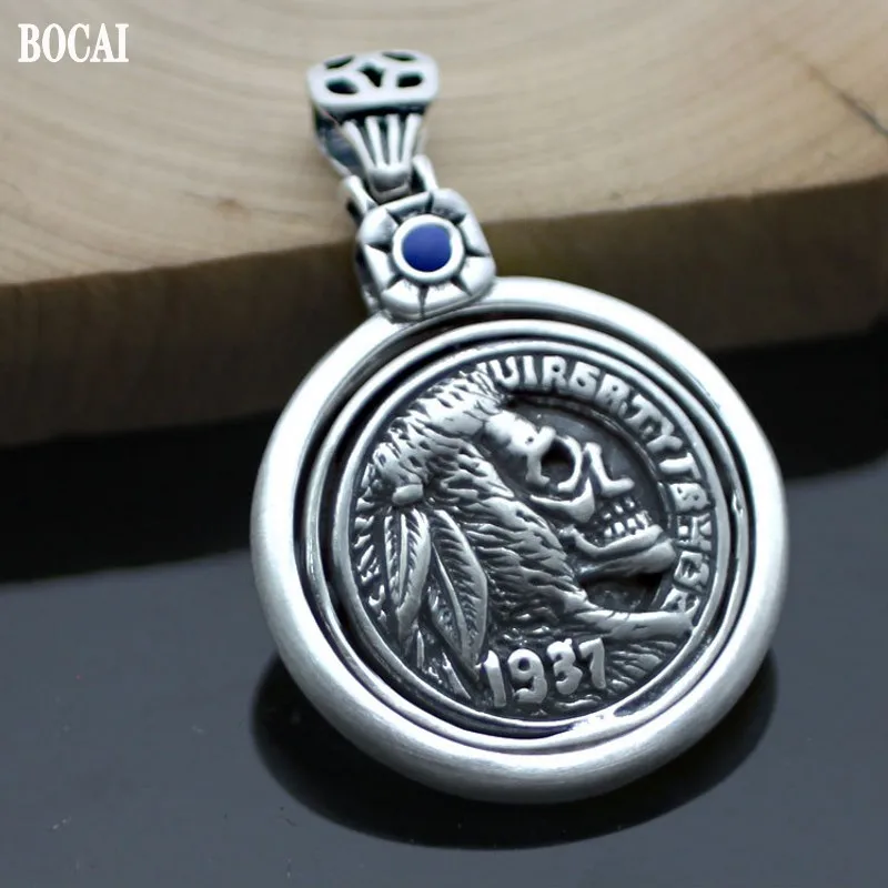 

BOCAI New 100% s925 Silver Jewelry Retro Punk Chief's Skull 2021 Fashion Men's and Women's Pendants