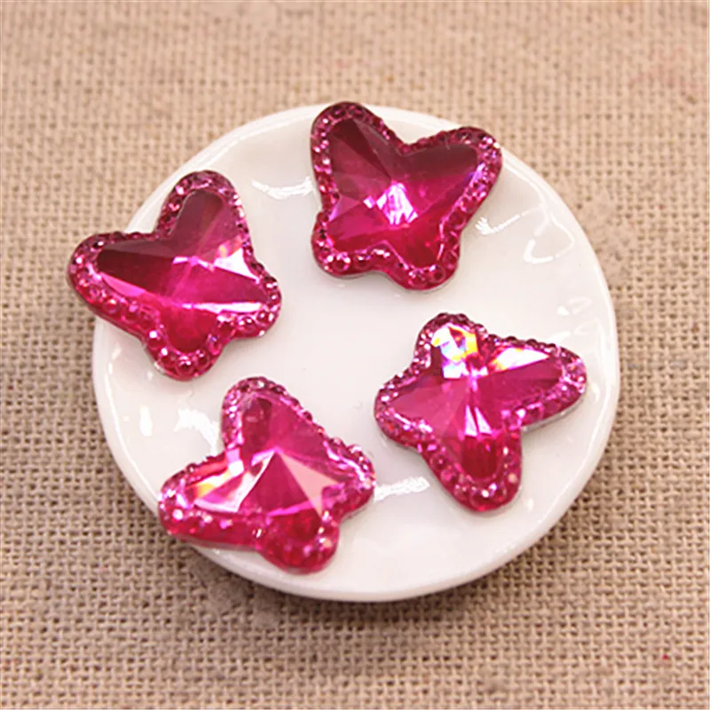 50PCS 13*15mm Butterfly Shape Resin Rhinestone Flatback Cabochon DIY Jewelry/Craft Decoration Accessories