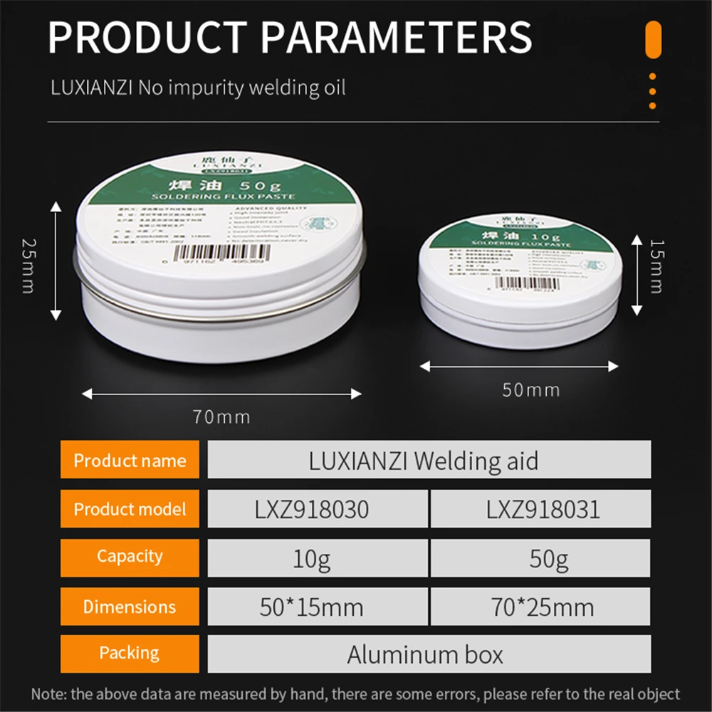 LUXIANZI 10/50g Pasta per saldatura flusso di Pasta per saldatura ad alta purezza flusso per SMD IC PCB BGA strumenti di riparazione per saldatura Pasta non pulita Soldar