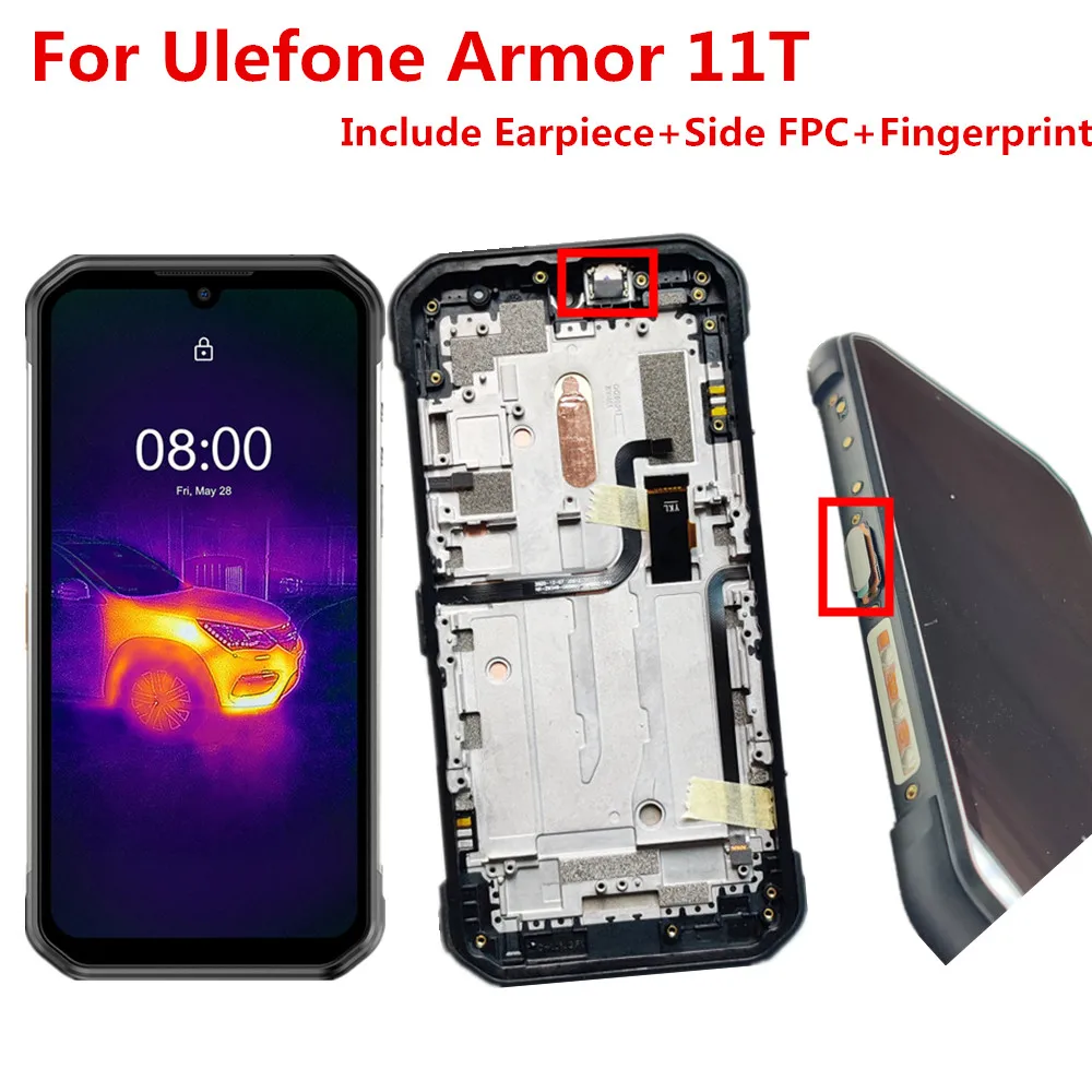 

For Ulefone Armor 11T Phone Repair LCD Display Assembly Digitizer Glass Panel Screen Change Parts Earpiece Fingerprint FPC