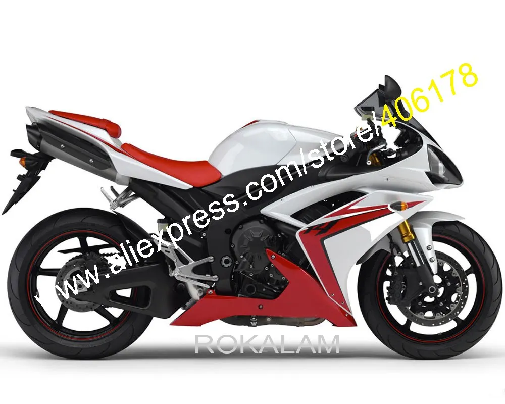 

Комплект кузова YZF 1000 R1 07 08 для спортивного велосипеда Yamaha YZF R1 2007 2008, красный, белый обтекатель мотоцикла (литье под давлением)
