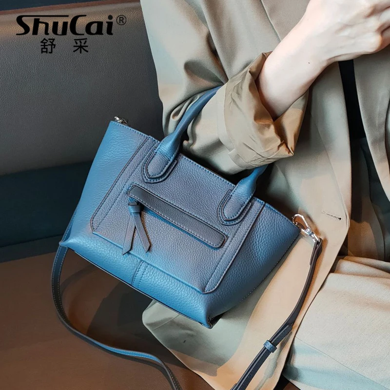 Genuine Leather Handbag Elegant Fashion Tassel Female Shoulder Bag Large Capacity Simple Casual Women Crossbody Bag New