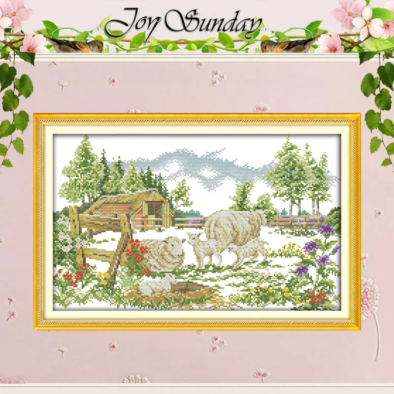 The Farm Landscape Patterns Counted Cross Stitch Set DIY 11CT 14CT 16CT Stamped DMC Cross-stitch Kit Embroidery Needlework Craft