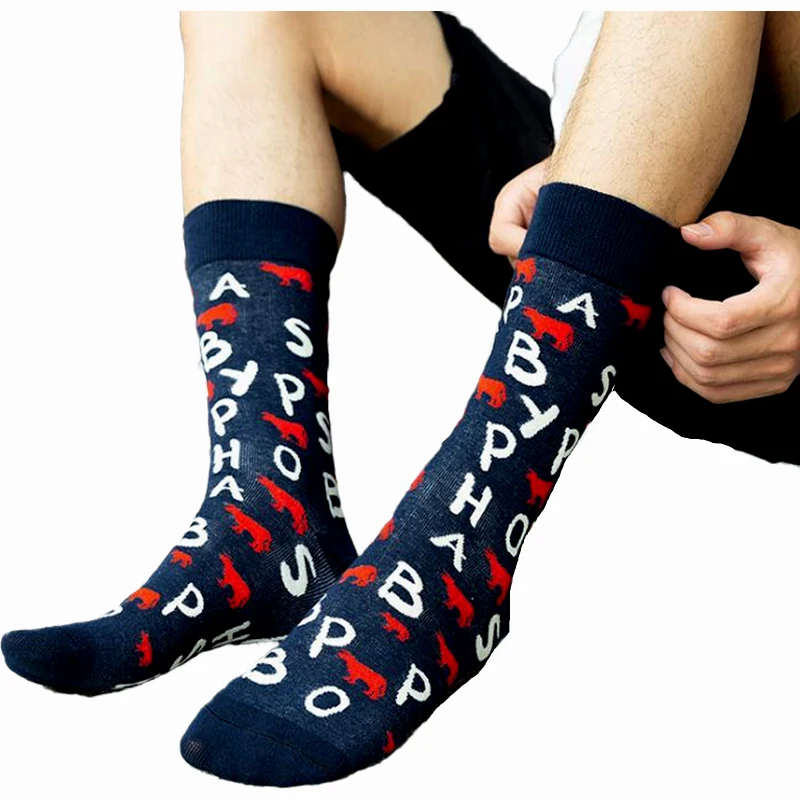 New Colorful Cartoon Men\'s Long ​Socks Happy Fashion Fox Whale Letter socks Harajuku Hip-Hop Funny Skull Socks Male ​HolidayGift