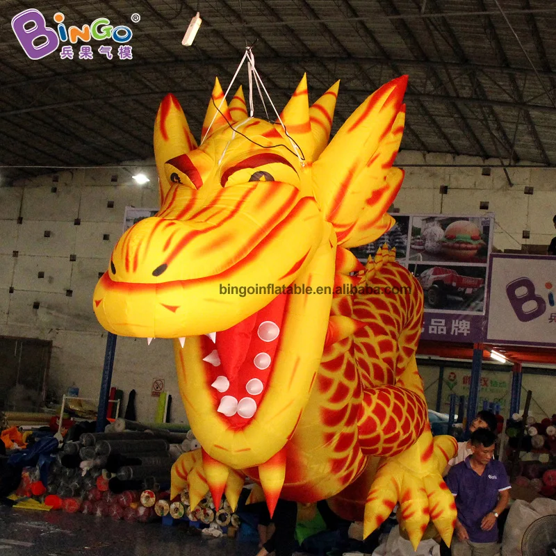 Chinatown style 6m Inflatable Dragon for Event Decoration / Ceiling Hanging Blow up Golden Dragon for Display Toys